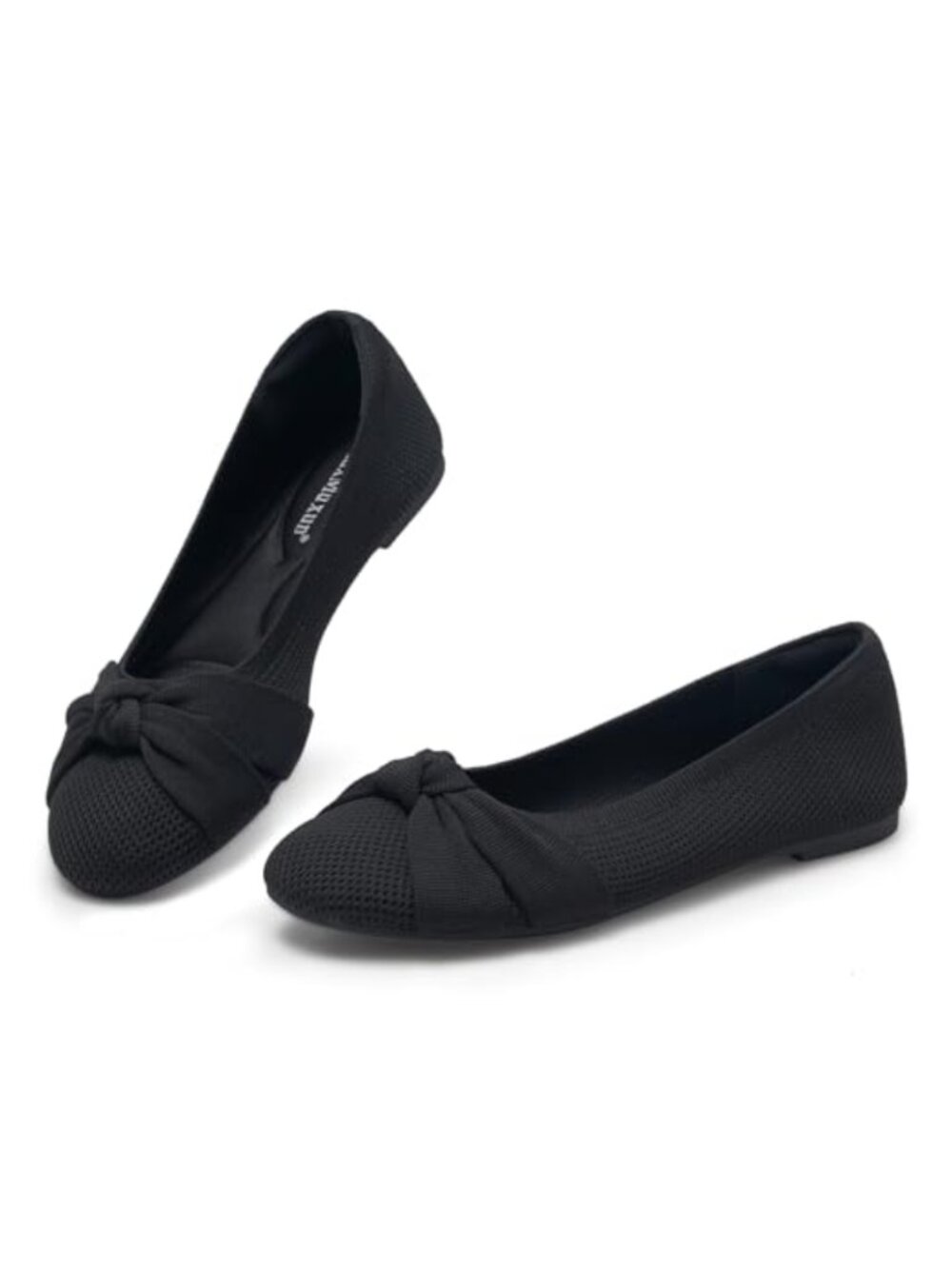 Knit Round Toe Ballet Flats with Memory Foam Insole and Bow Detail Slip On